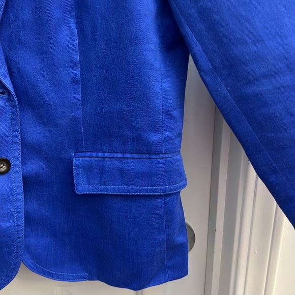 EUC J. Crew Blue Linen Womenβs Blazer Size 6 - Picture 4 of 7